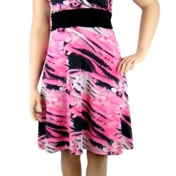 Dana Point Womens Sleeveless V-Neck Dress Size XL Pink Black - Picture 10 of 11